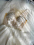 Sleeveless floral pearl wedding dress Bridal gown deep neckline